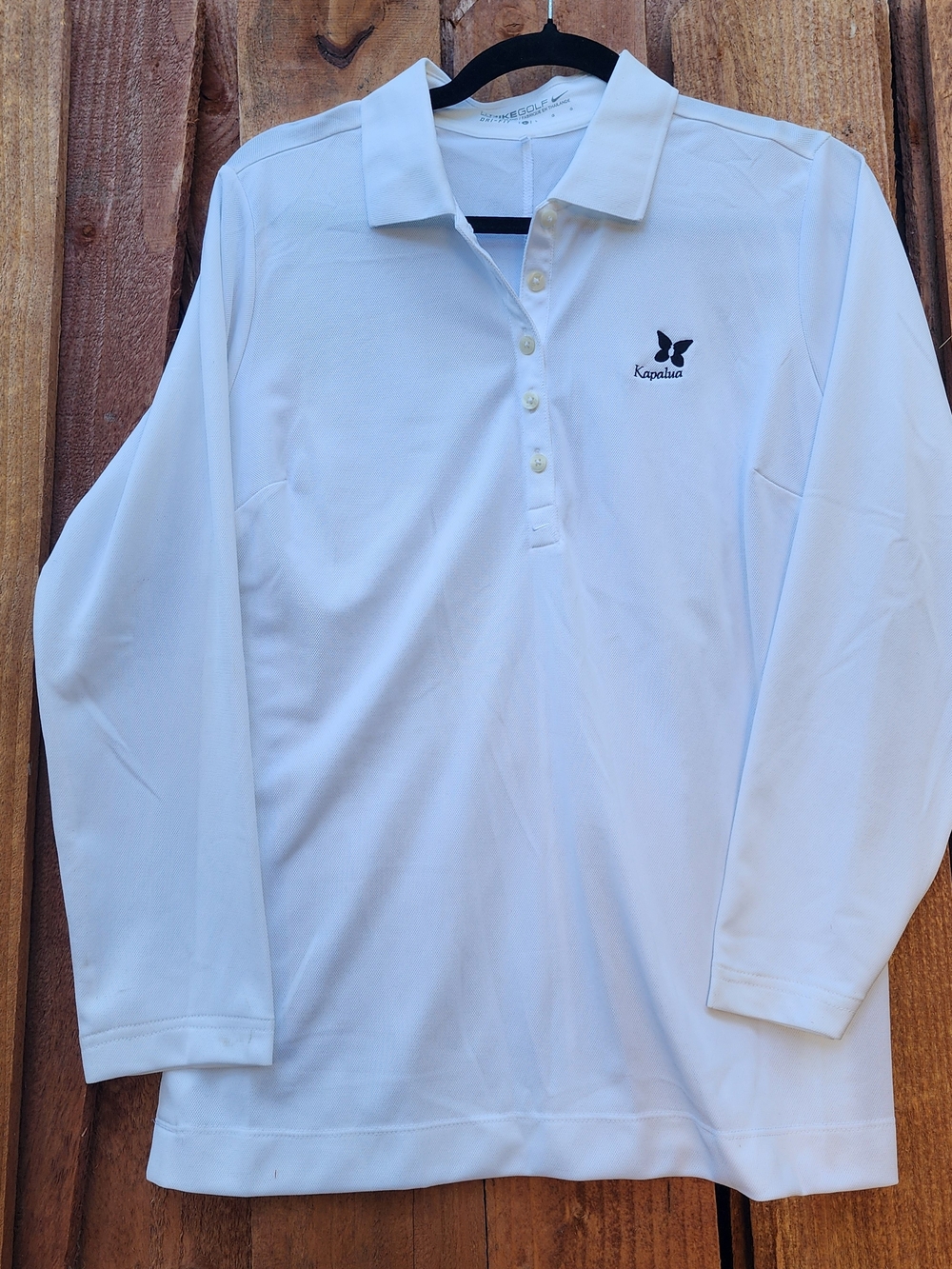 Nike Golf Women's White Long Sleeve Polo Shirt Kapalua Butterfly Size L